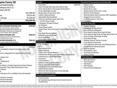Used 2025 Toyota Camry SE w/ Multimedia Upgrade Package FWD image 7