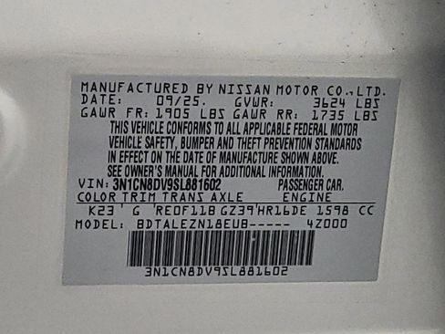 Used 2025 Nissan Versa S w/ Trunk Package FWD image 33