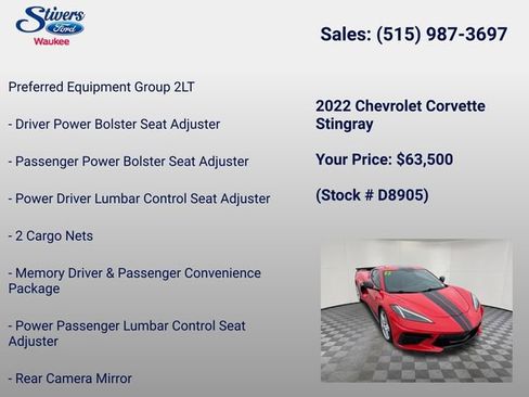 Used 2022 Chevrolet Corvette Stingray Preferred Cpe w/ 2LT RWD image 8