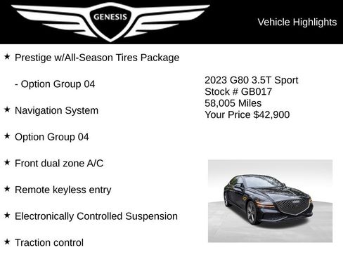 Used 2023 Genesis G80 3.5T Sport AWD/4WD image 5