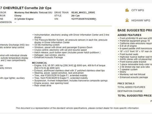 Used 2007 Chevrolet Corvette Coupe RWD image 58