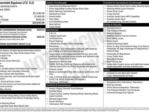 Used 2016 Chevrolet Equinox LTZ w/ Enhanced Convenience Package AWD/4WD image 19