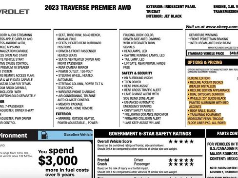 Used 2023 Chevrolet Traverse Premier w/ Redline Edition image 2