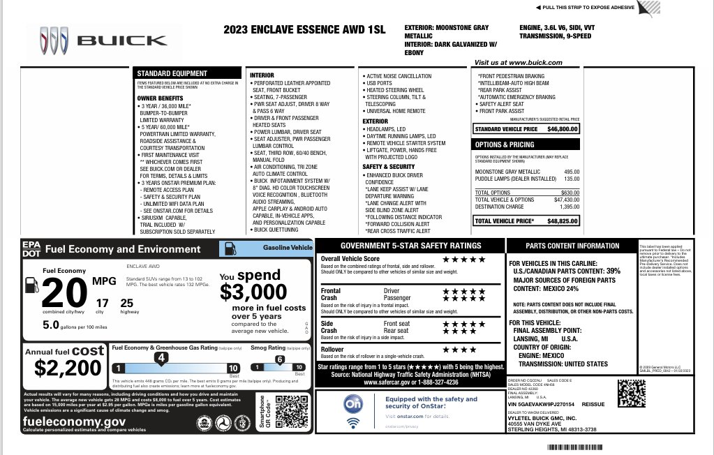 Used 2023 Buick Enclave Essence AWD/4WD image 4