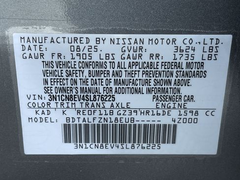 Certified 2025 Nissan Versa SV w/ Trunk Package FWD image 12