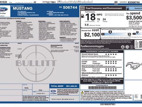 Used 2019 Ford Mustang Bullitt w/ Bullitt Electronics Package RWD image 35