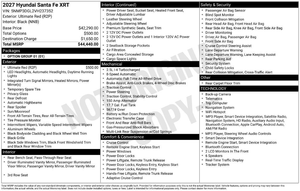New 2027 Hyundai Santa Fe XRT AWD/4WD image 6