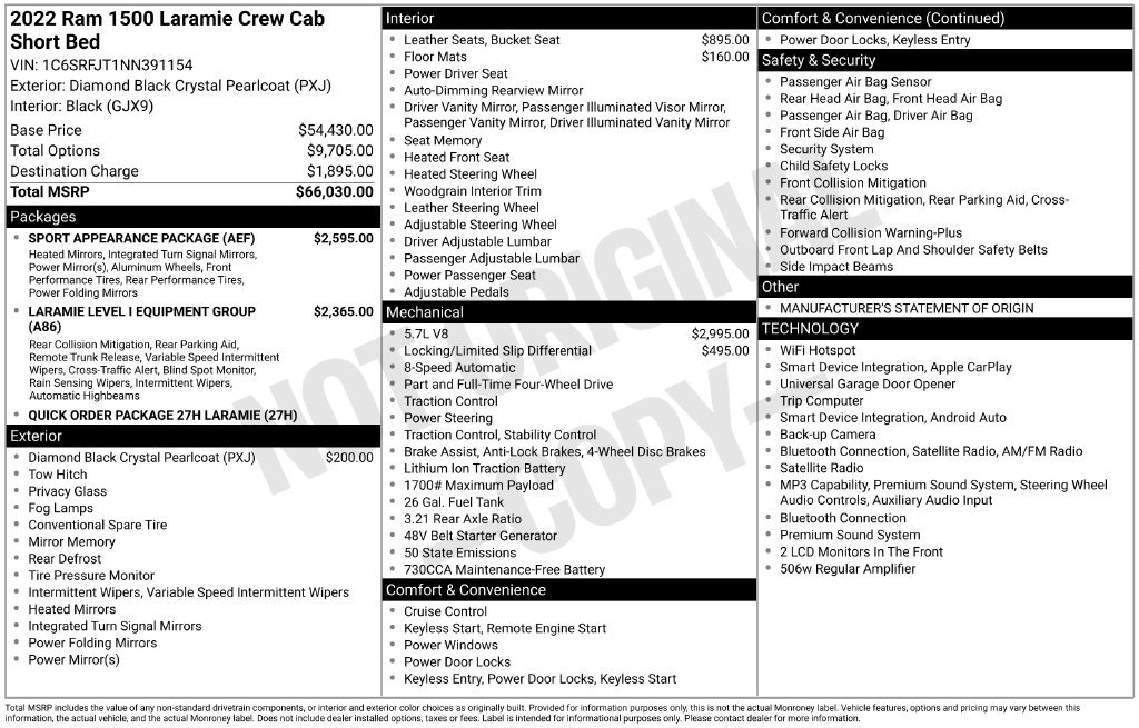 Used 2022 RAM 1500 Laramie w/ Sport Appearance Package AWD/4WD image 5