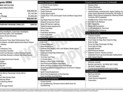 Used 2023 Toyota GR86 w/ ALL Weather Mat Package (TMS) RWD image 30