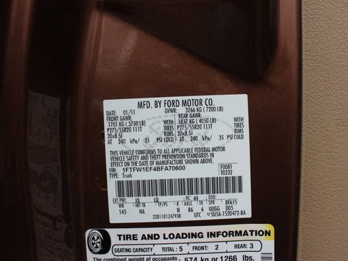 Used 2011 Ford F150 Lariat w/ Lariat Chrome Pkg image 45