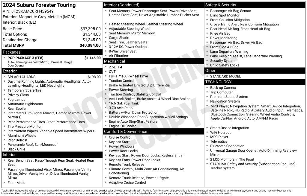 Used 2024 Subaru Forester Touring w/ POP Package 3 AWD/4WD image 11