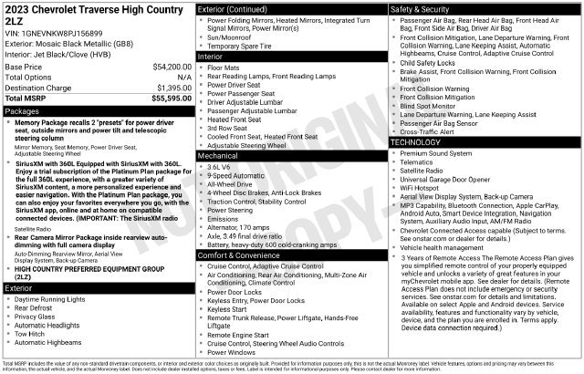 Certified 2023 Chevrolet Traverse High Country AWD/4WD image 42