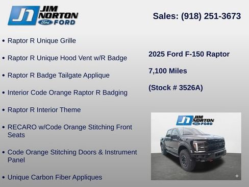 Used 2025 Ford F150 Raptor w/ Equipment Group 803A Raptor R AWD/4WD image 16