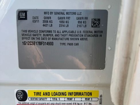 Used 2011 Chevrolet Malibu LT w/ White Diamond Premium Package image 16