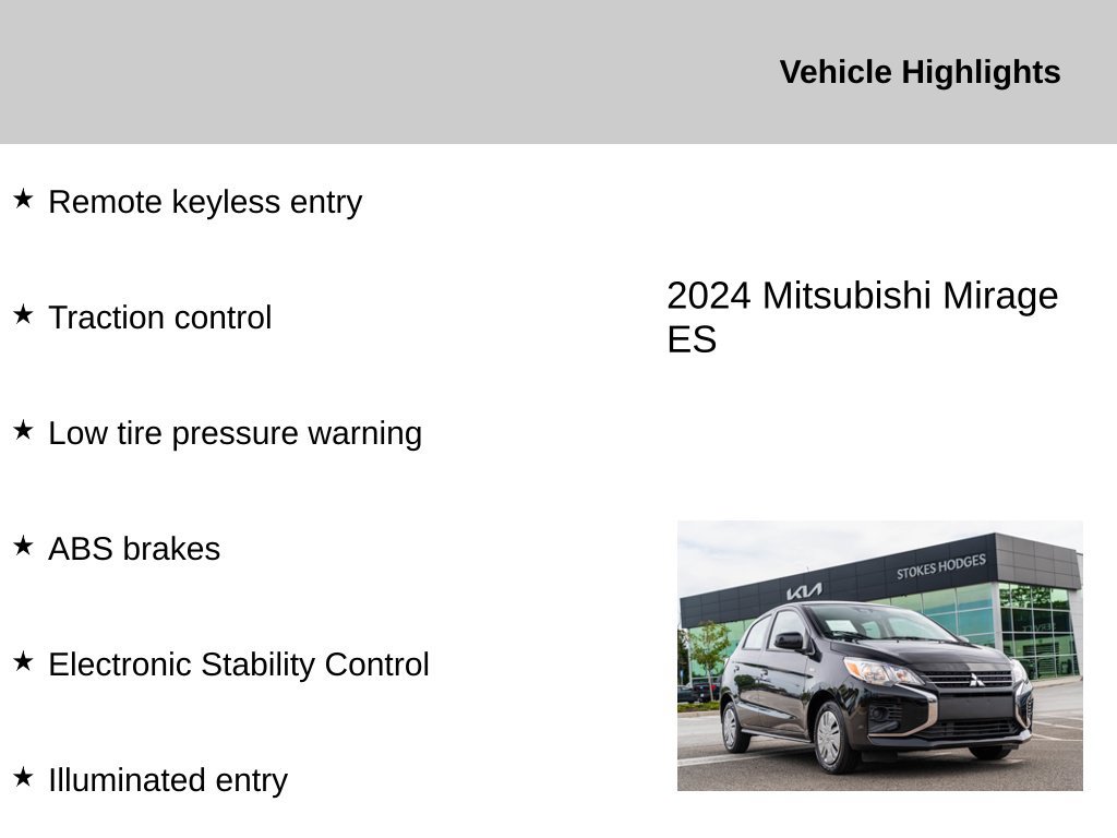 Used 2024 Mitsubishi Mirage ES FWD image 2