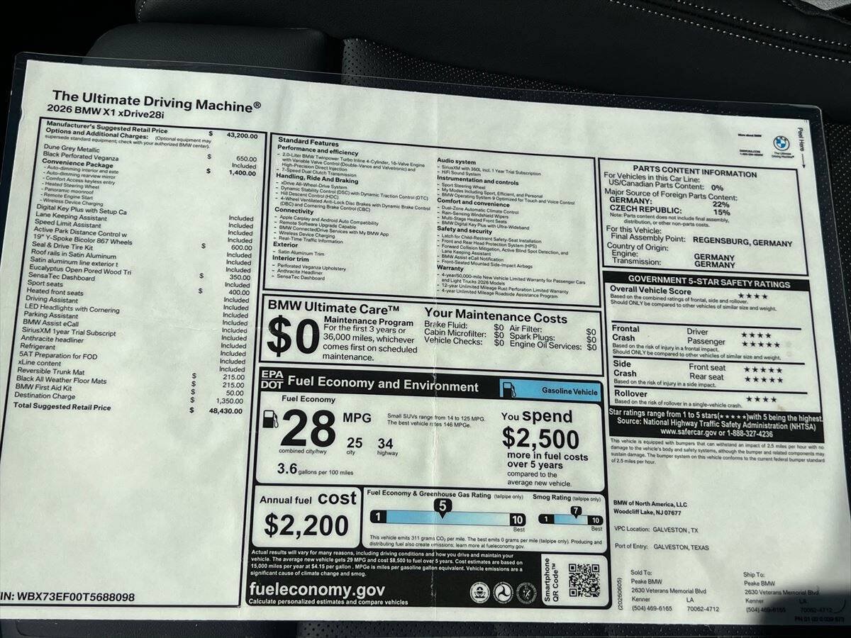 Used 2026 BMW X1 xDrive28i w/ Convenience Package AWD/4WD image 19