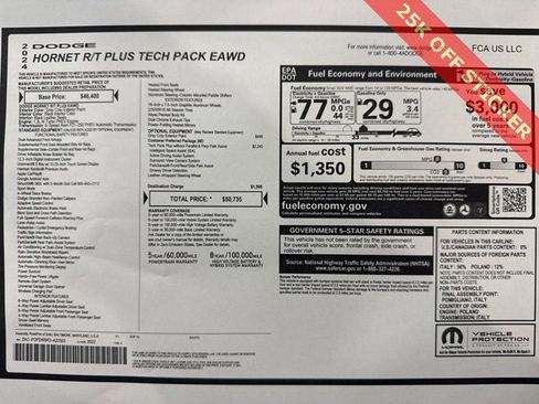 Used 2024 Dodge Hornet R/T Plus w/ Tech Pack Plus w/o Parking image 42