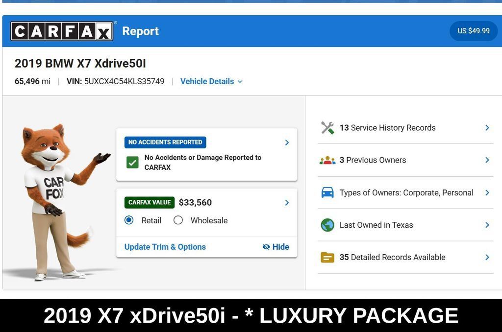 Used 2019 BMW X7 xDrive50i w/ M Sport Package AWD/4WD image 9