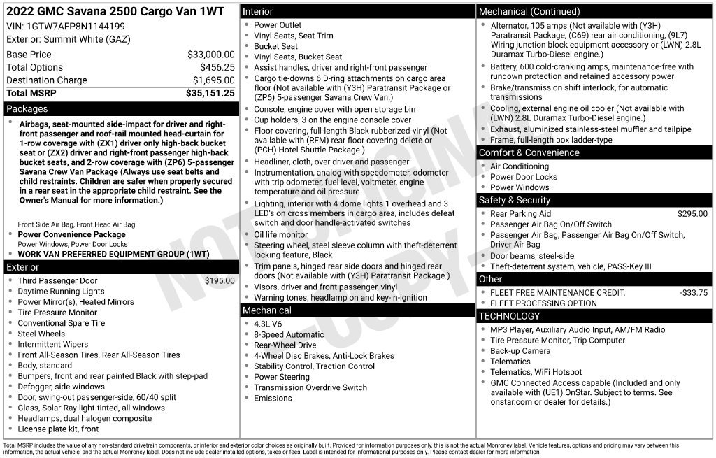 Used 2022 GMC Savana 2500 RWD image 18