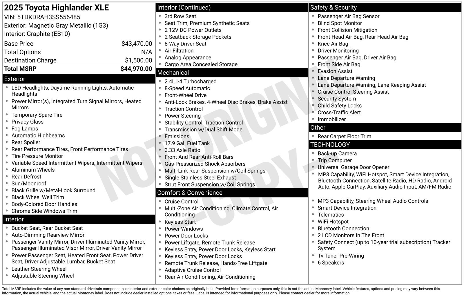Used 2025 Toyota Highlander XLE FWD image 47