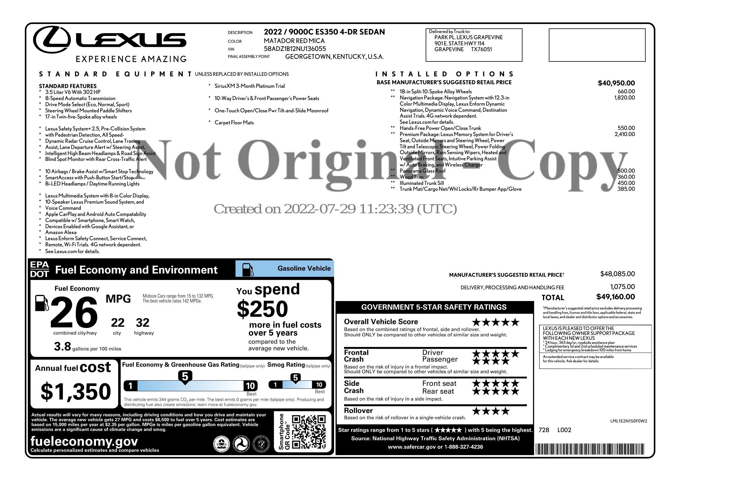 Used 2022 Lexus ES 350 w/ Premium Package FWD image 3