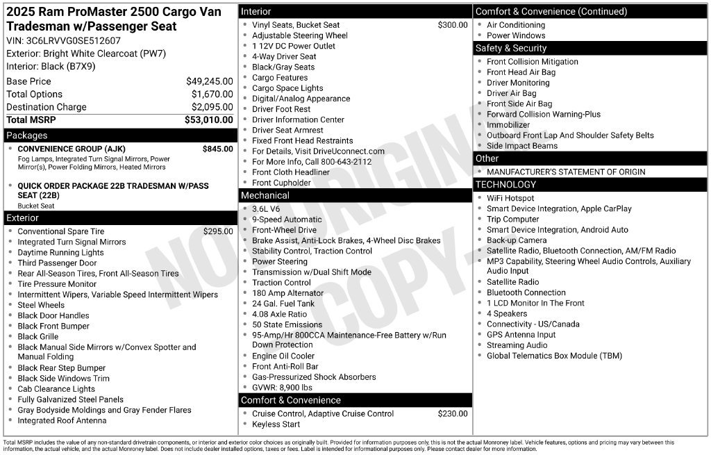 Used 2025 RAM ProMaster 2500 w/ Convenience Group FWD image 18