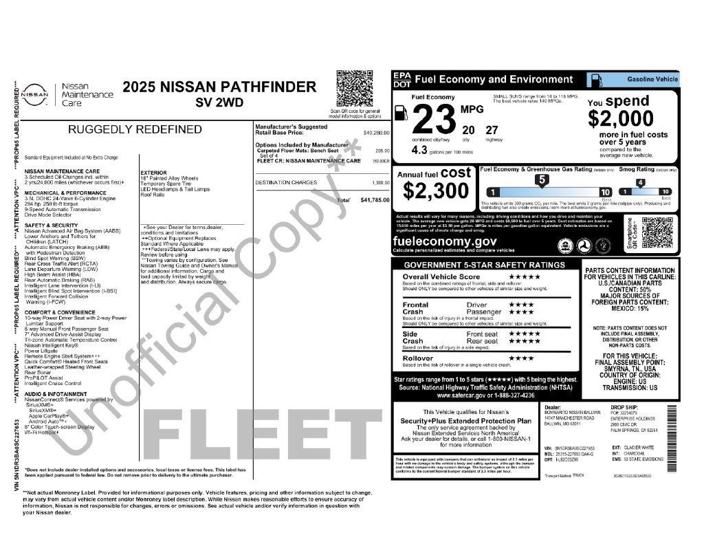 Used 2025 Nissan Pathfinder SV FWD image 15
