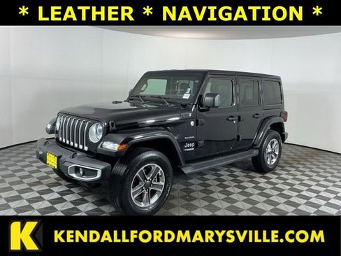 Used 2021 Jeep Wrangler Unlimited Sahara w/ Uconnect 4C Nav & Sound Group AWD/4WD image 1