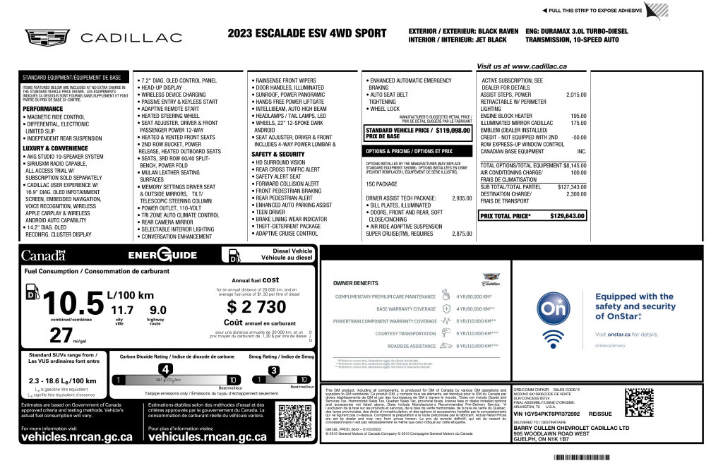 Used 2023 Cadillac Escalade ESV Sport w/ Touring Package AWD/4WD image 3
