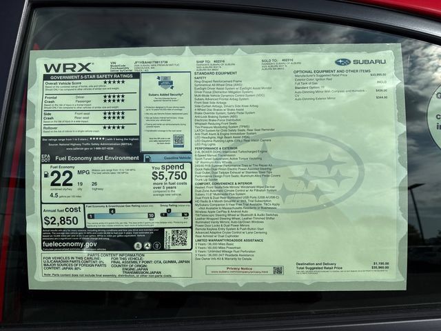 New 2026 Subaru WRX Premium AWD/4WD image 32