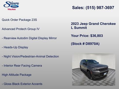 Used 2023 Jeep Grand Cherokee L Summit w/ Advanced Protech Group IV AWD/4WD image 8
