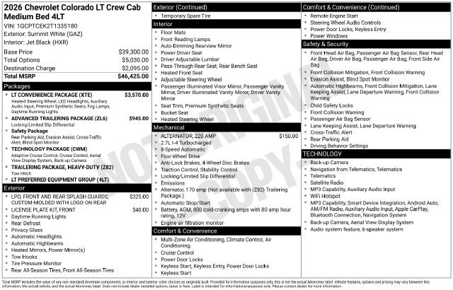 New 2026 Chevrolet Colorado LT w/ LT Convenience Package AWD/4WD image 25