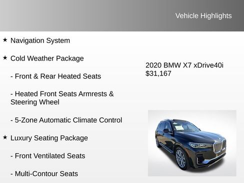 Used 2020 BMW X7 xDrive40i w/ Premium Package image 12
