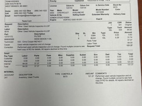 Used 2003 Chevrolet Avalanche 4x4 w/ Suspension Package, Off-Road image 33