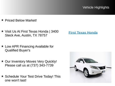 Used 2011 Lexus RX 350 2WD w/ Premium Pkg image 10