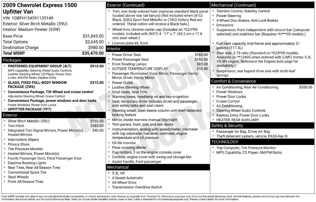 Used 2009 Chevrolet Express 1500 AWD w/ Preferred Equipment Group image 27