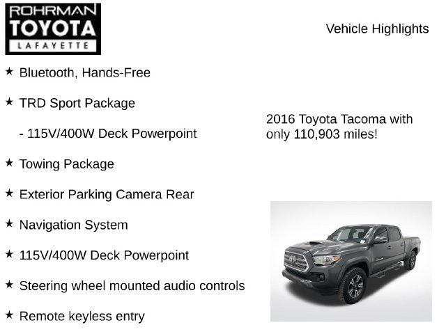 Used 2016 Toyota Tacoma TRD Sport w/ Towing Package AWD/4WD image 7