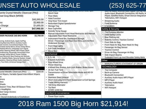 Used 2018 RAM 1500 Big Horn AWD/4WD image 88