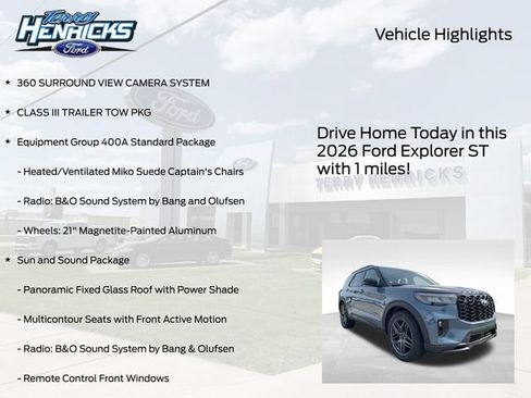 New 2026 Ford Explorer ST w/ Sun And Sound Package AWD/4WD image 4
