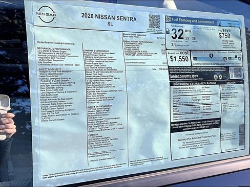 New 2026 Nissan Sentra SL w/ Floor Mat Package FWD image 14