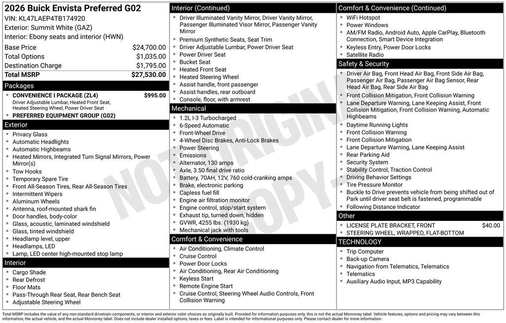 New 2026 Buick Envista Preferred w/ Convenience I Package FWD image 36