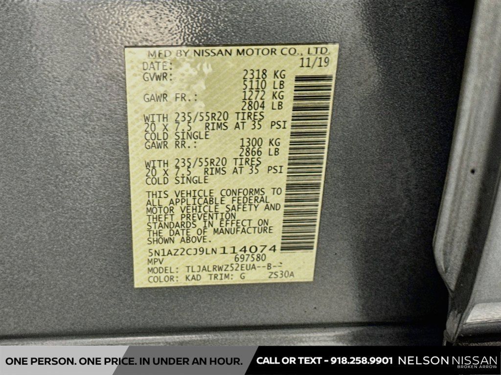 Used 2020 Nissan Murano SL w/ Moonroof Package FWD image 34