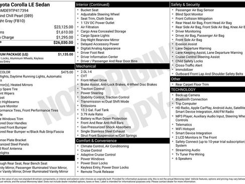 Used 2026 Toyota Corolla LE w/ LE Premium Package FWD image 1