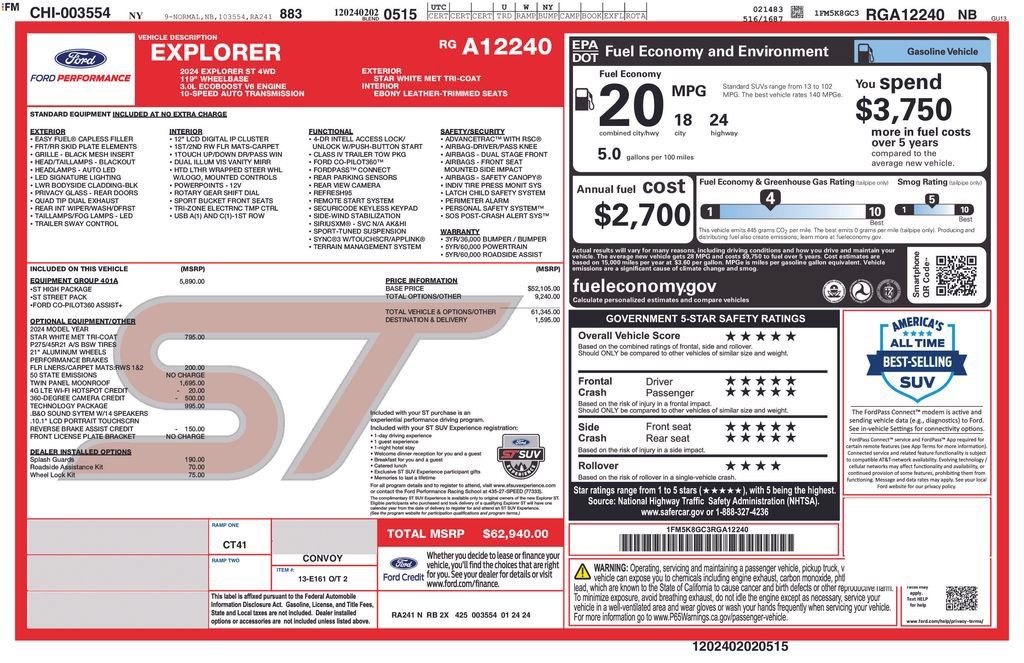 Used 2024 Ford Explorer ST w/ Equipment Group 401A AWD/4WD image 35