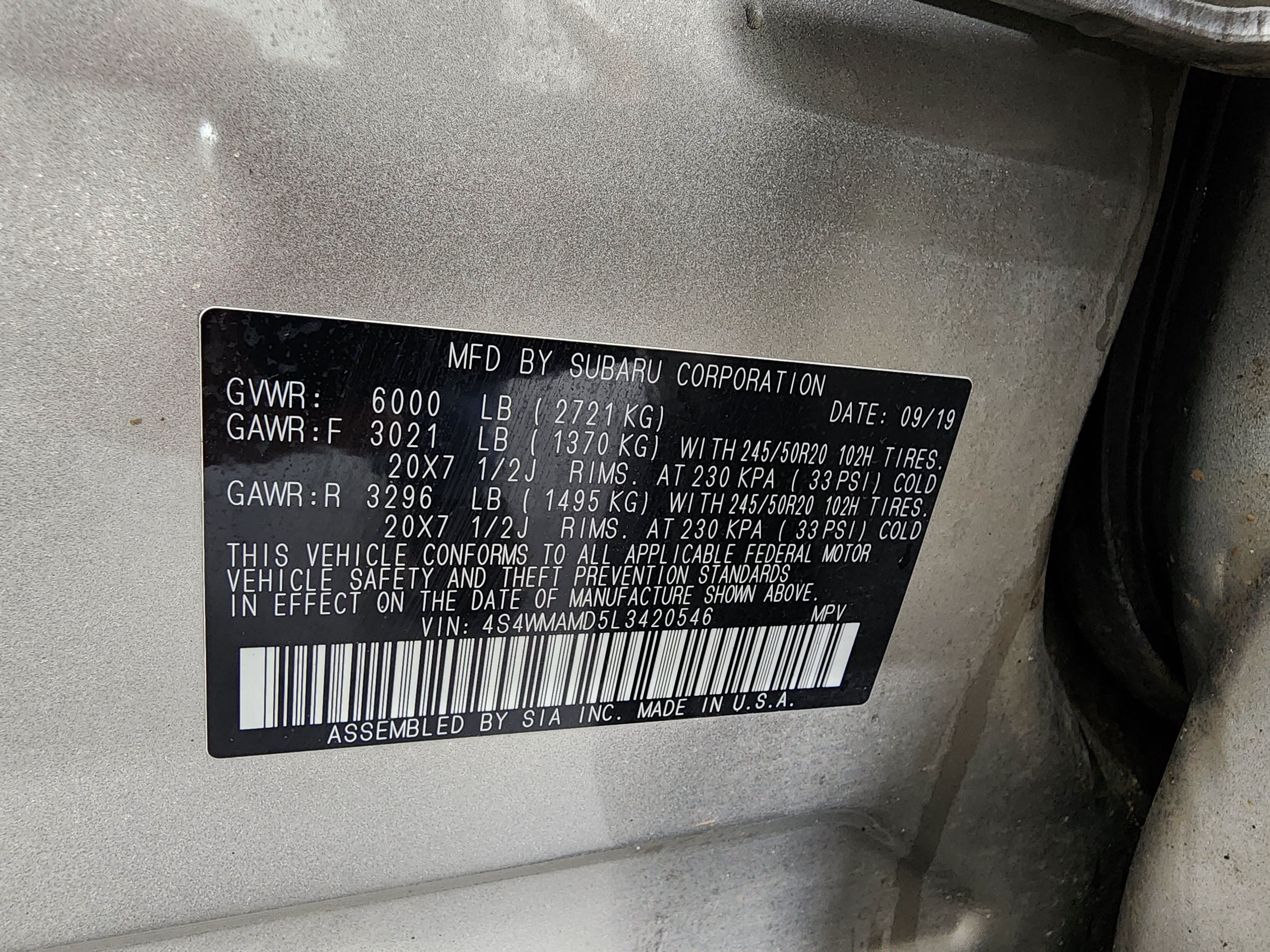 Used 2020 Subaru Ascent Limited w/ Popular Package #2A AWD/4WD image 50