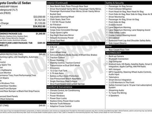 Used 2024 Toyota Corolla LE w/ LE Convenience Package FWD image 2