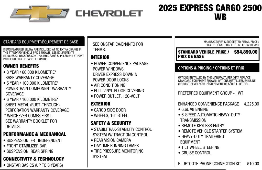 Used 2025 Chevrolet Express 2500 Extended w/ Enhanced Convenience Package RWD image 3