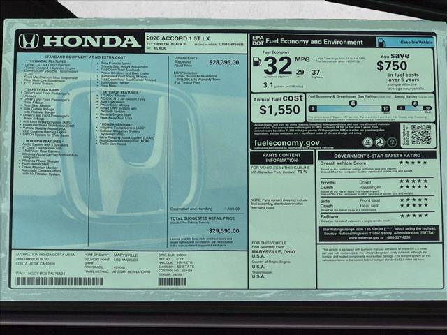 New 2026 Honda Accord LX image 17