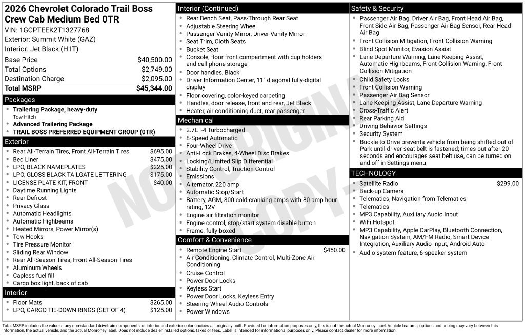 New 2026 Chevrolet Colorado Trail Boss AWD/4WD image 35