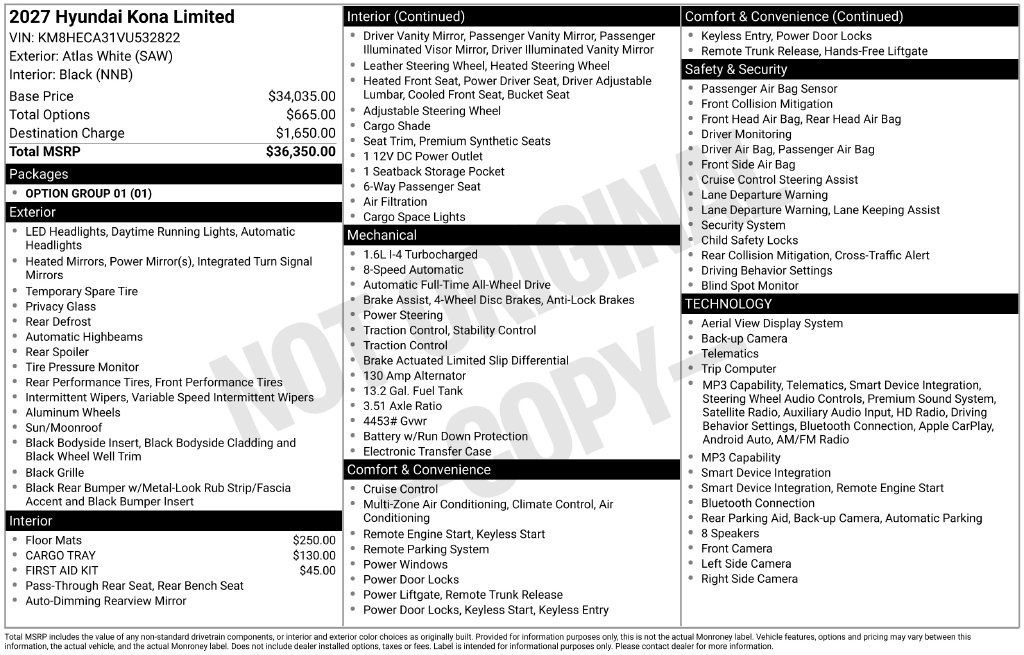 New 2027 Hyundai Kona Limited AWD/4WD image 16
